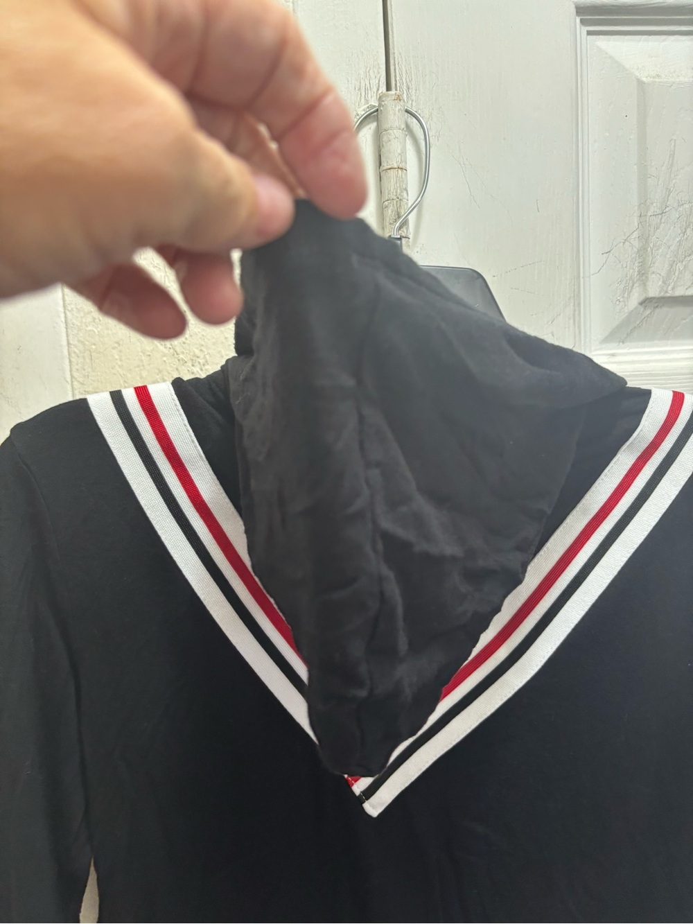 Ultra Flirt Black Zip-Front Hoodie Jacket with White & Red Stripe Detail - Picture 6 of 7